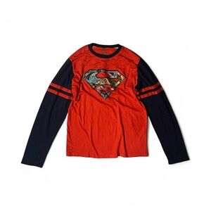 Superman red striped Long Sleeve T Shirt  Size XXL Pre-owned